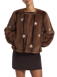 Benson Embellished Faux-Mink Coat
