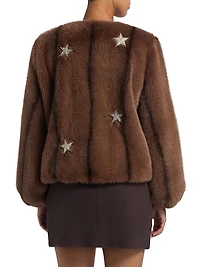 Benson Embellished Faux-Mink Coat