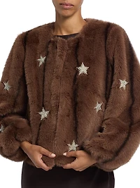 Benson Embellished Faux-Mink Coat