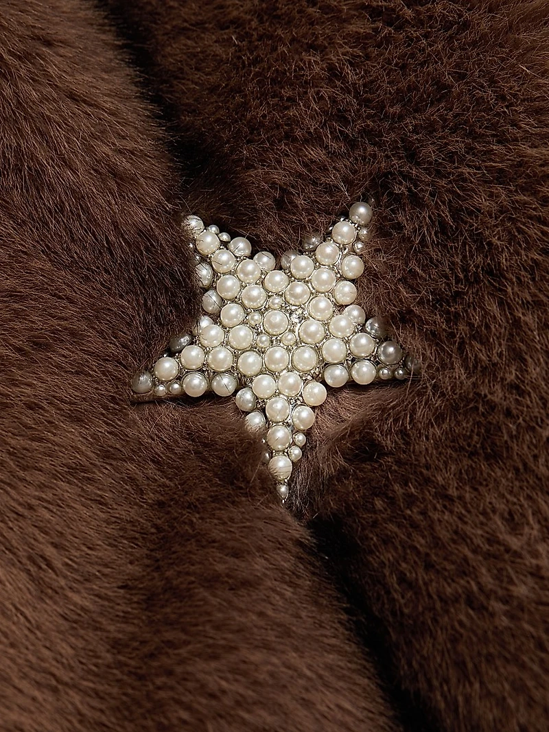 Benson Embellished Faux-Mink Coat