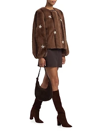 Benson Embellished Faux-Mink Coat