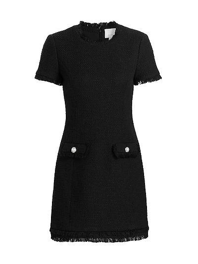 Brandi Tweed Raw-Edge Minidress