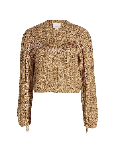 Lisabeth Bugle-Fringed Knit Cardigan