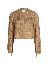Lisabeth Bugle-Fringed Knit Cardigan