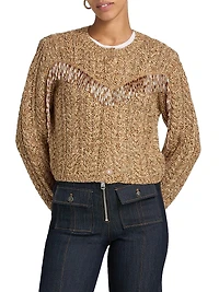 Lisabeth Bugle-Fringed Knit Cardigan