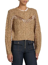Lisabeth Bugle-Fringed Knit Cardigan
