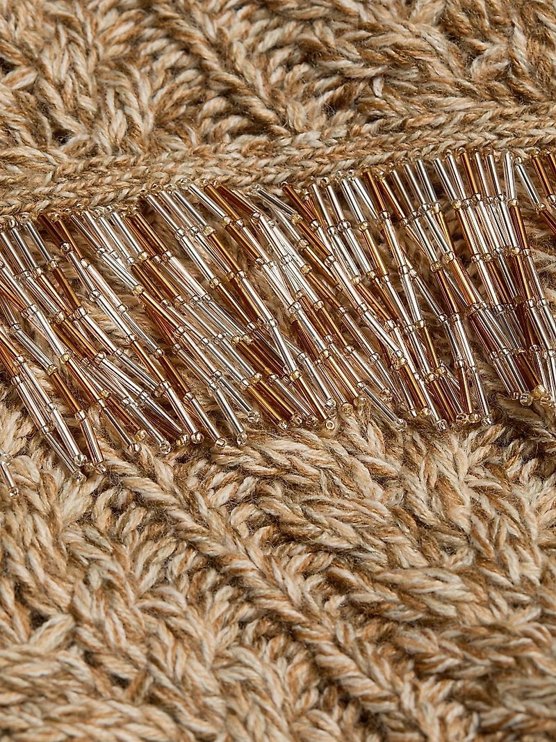 Lisabeth Bugle-Fringed Knit Cardigan
