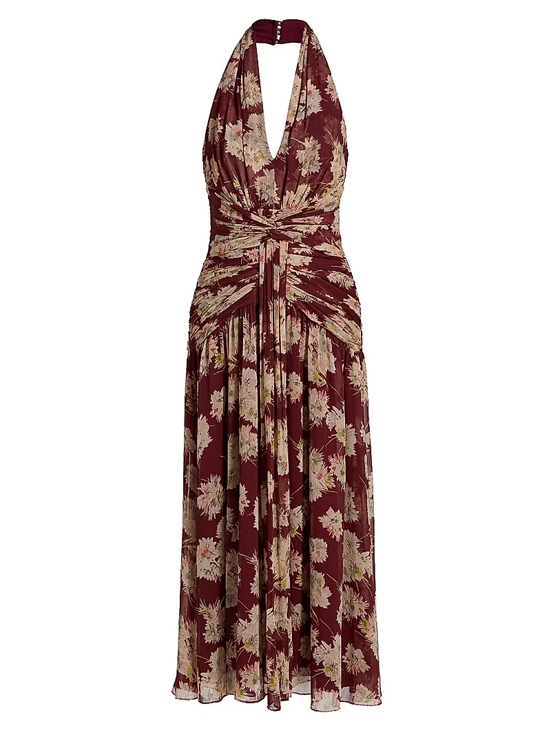 Mae Bouquet Jelica Floral Halterneck Midi-Dress