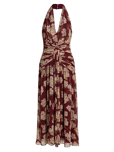 Mae Bouquet Jelica Floral Halterneck Midi-Dress