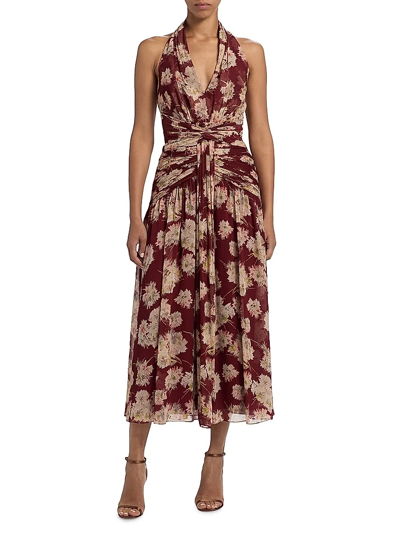 Mae Bouquet Jelica Floral Halterneck Midi-Dress