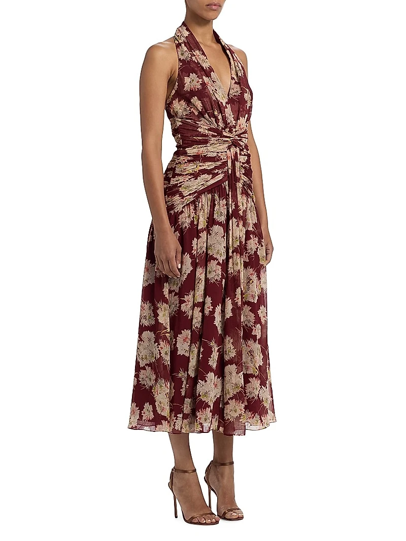 Mae Bouquet Jelica Floral Halterneck Midi-Dress