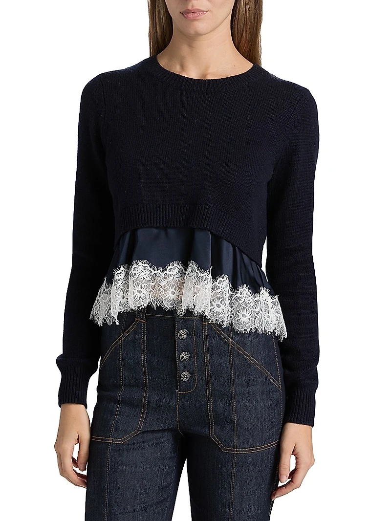 Zyla Lace-Trimmed Sweater