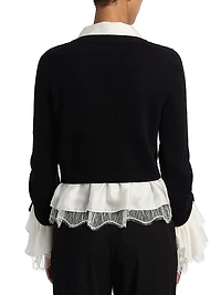Milla Ruffled V-Neck Combo Sweater