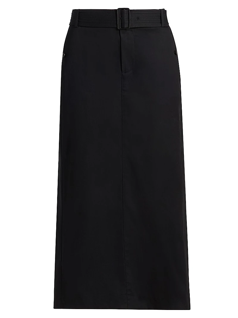 Cotton Pencil Midi-Skirt
