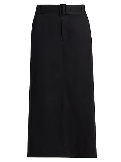 Cotton Pencil Midi-Skirt
