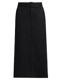 Cotton Pencil Midi-Skirt
