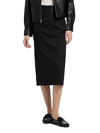 Cotton Pencil Midi-Skirt