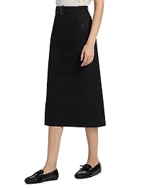 Cotton Pencil Midi-Skirt