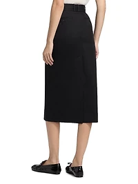 Cotton Pencil Midi-Skirt