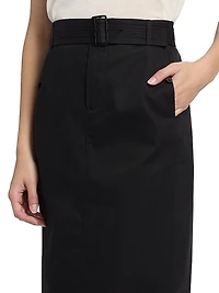 Cotton Pencil Midi-Skirt