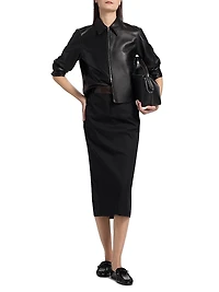 Cotton Pencil Midi-Skirt