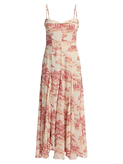 Fredo Watercolor Toile Midi-Dress