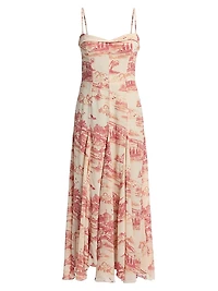 Fredo Watercolor Toile Midi-Dress