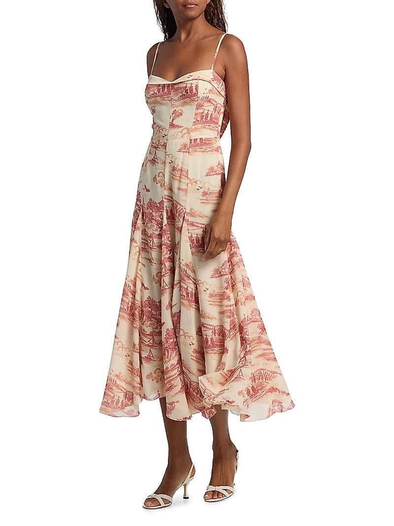 Fredo Watercolor Toile Midi-Dress