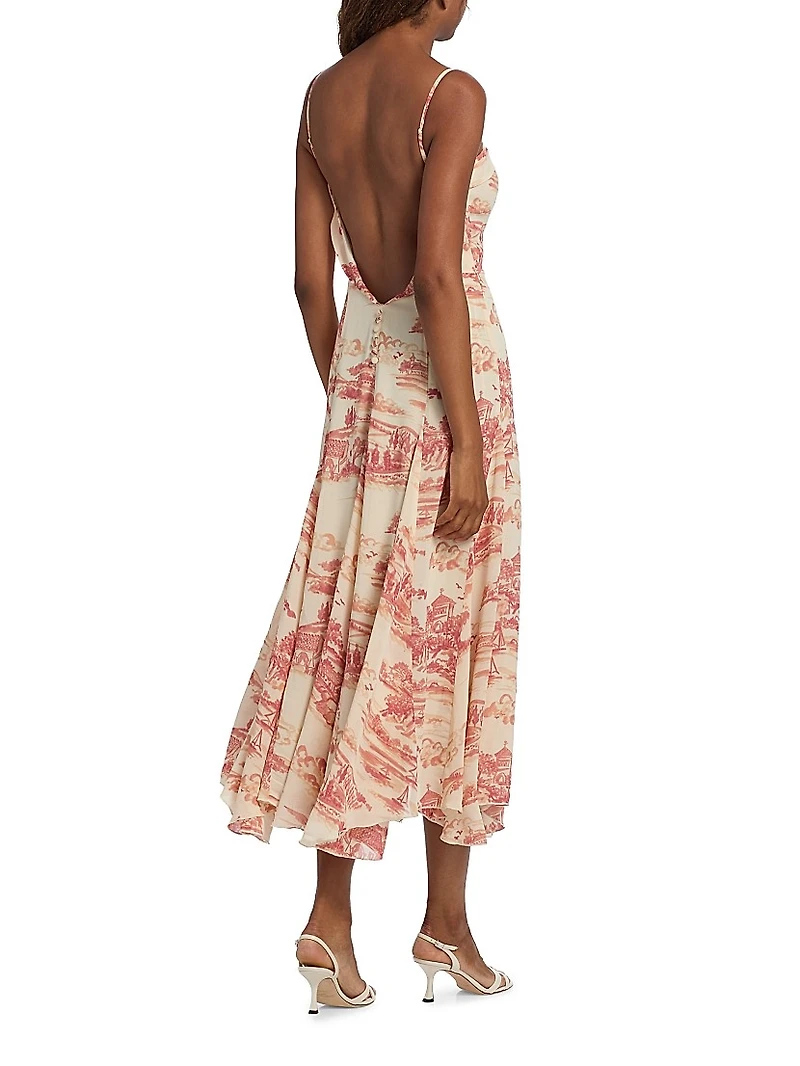 Fredo Watercolor Toile Midi-Dress