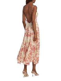 Fredo Watercolor Toile Midi-Dress