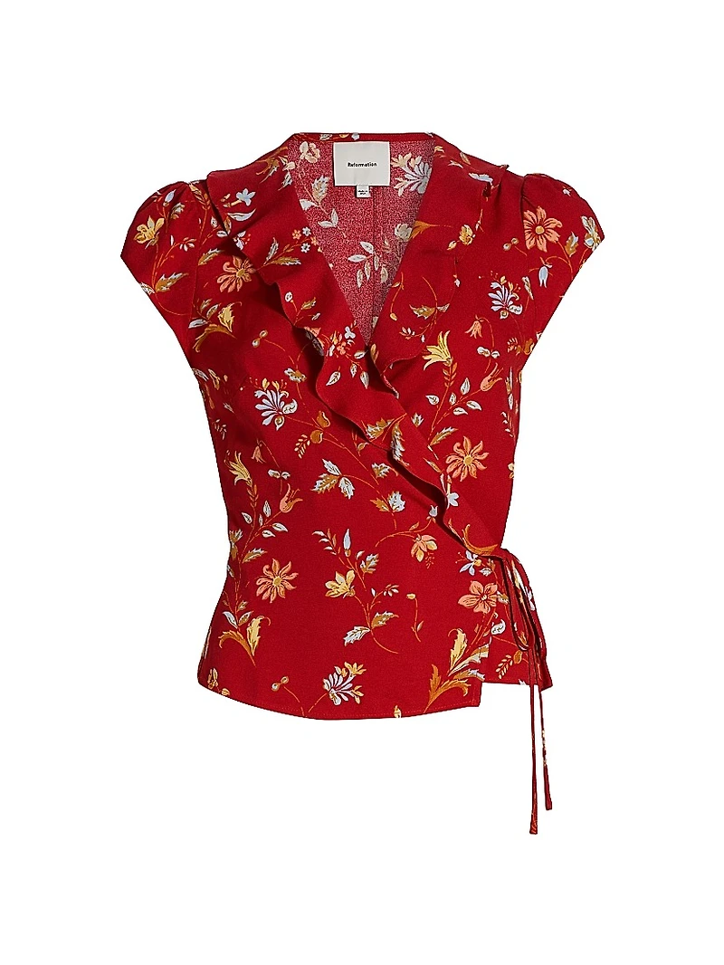 Clemence Floral Crepe Wrap Top