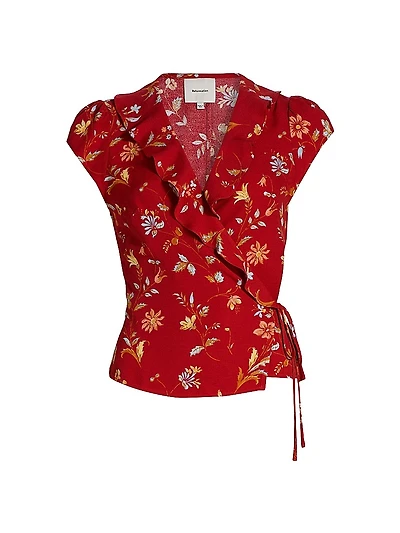 Clemence Floral Crepe Wrap Top