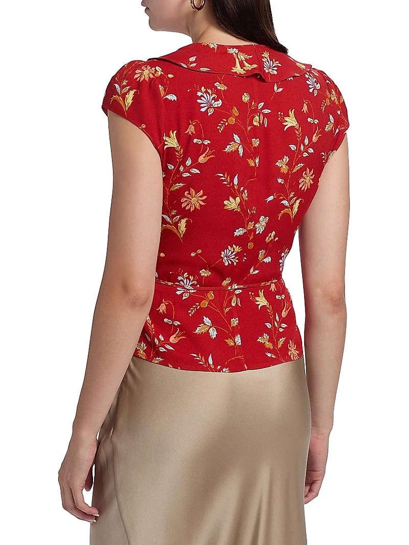 Clemence Floral Crepe Wrap Top