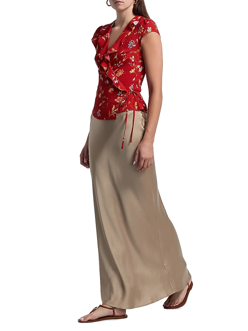 Clemence Floral Crepe Wrap Top