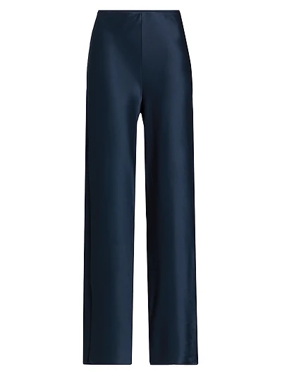 Gale Satin Mid-Rise Bias Pants