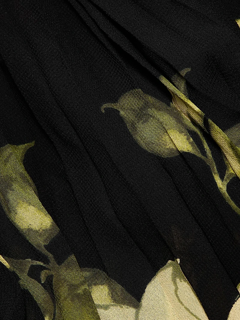 Salvia Ruffled Floral Midi-Dress