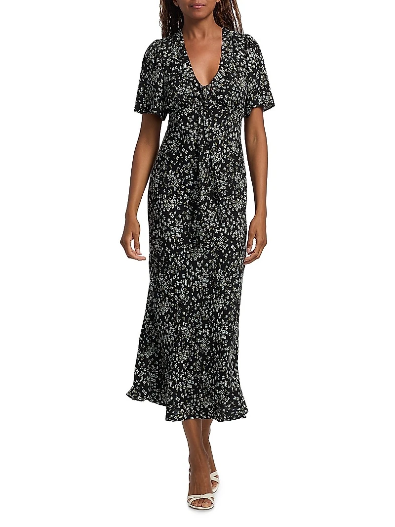 Tyra Floral Crepe Midi-Dress