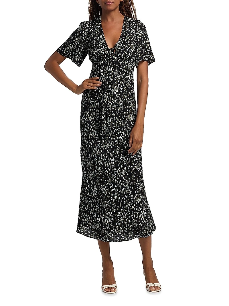 Tyra Floral Crepe Midi-Dress