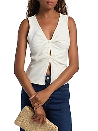 Tefi Sleeveless Stretch-Cotton Top