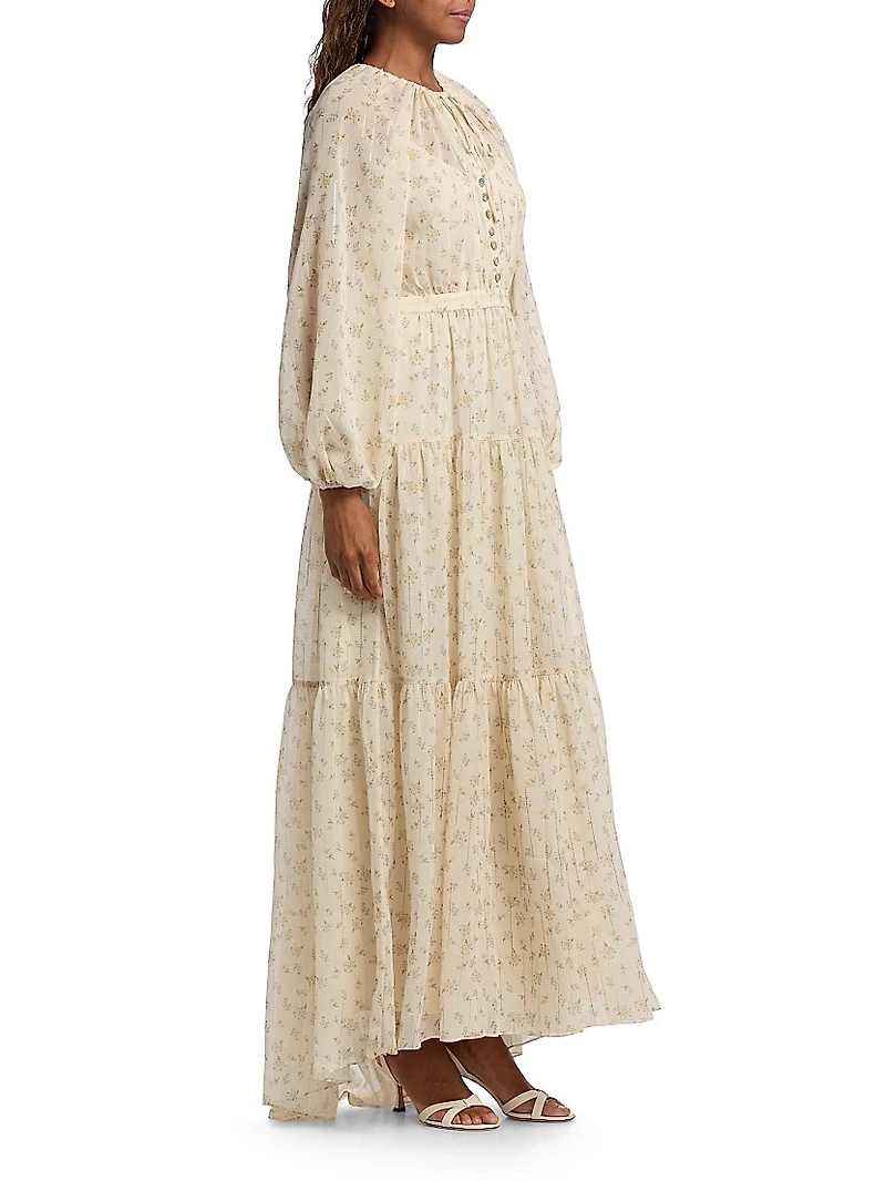 Becca Foral Tieneck Maxi Dress