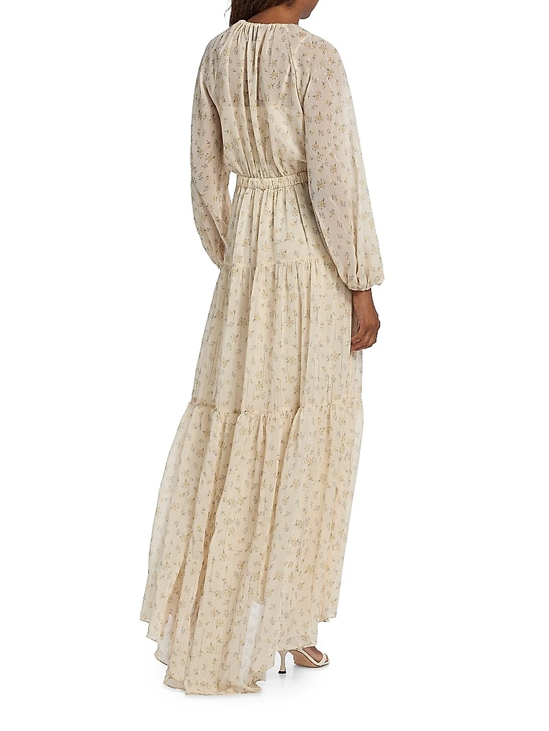 Becca Foral Tieneck Maxi Dress