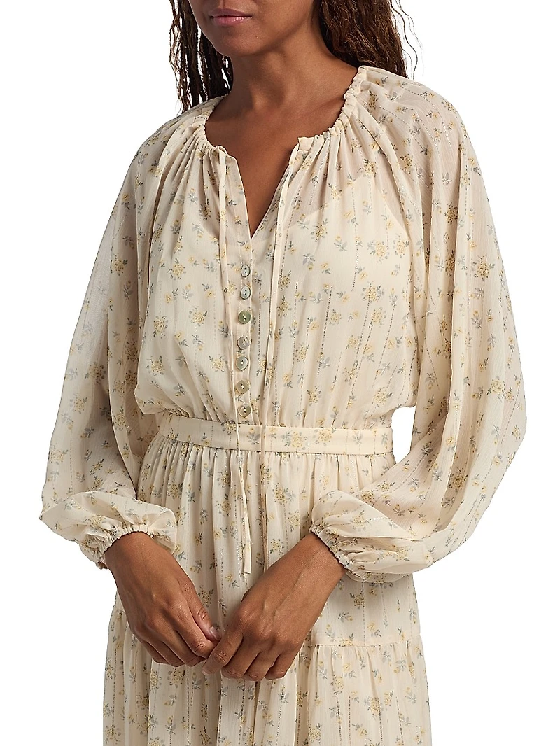 Becca Foral Tieneck Maxi Dress