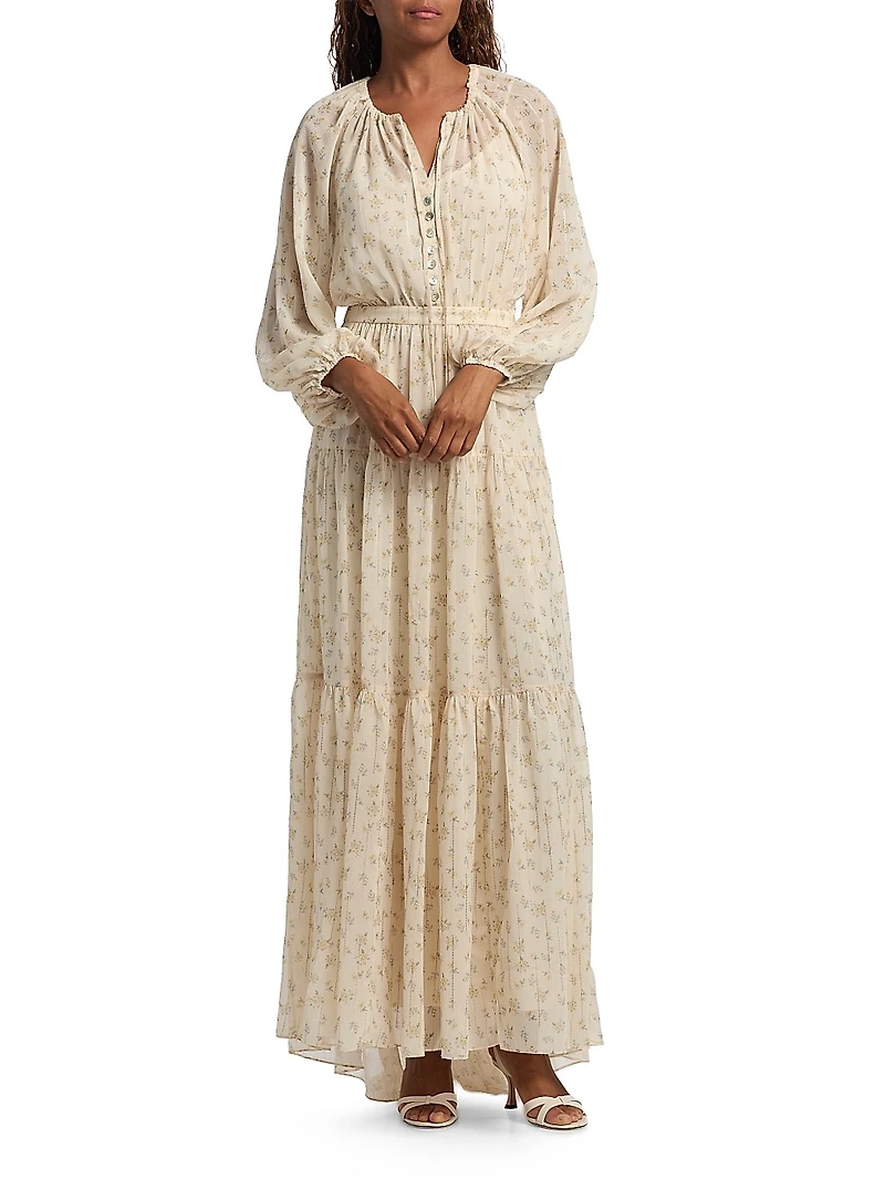 Becca Foral Tieneck Maxi Dress