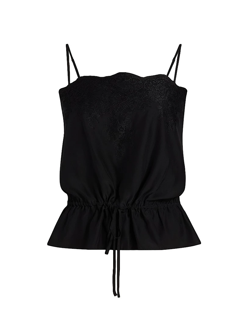 Silvia Silk Lace-Trimmed Top