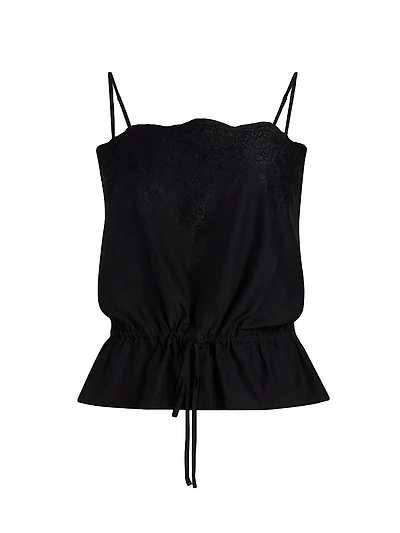 Silvia Silk Lace-Trimmed Top