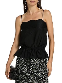Silvia Silk Lace-Trimmed Top