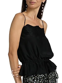 Silvia Silk Lace-Trimmed Top