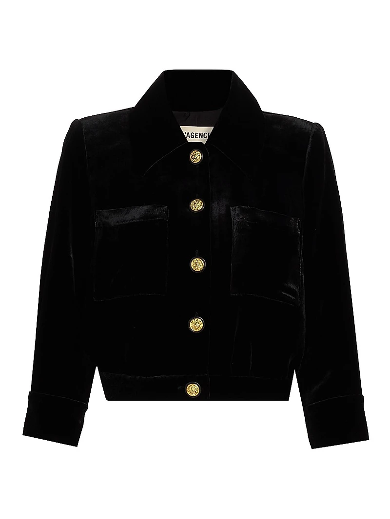 Jia Cropped Velvet Jacket