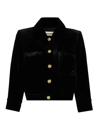 Jia Cropped Velvet Jacket
