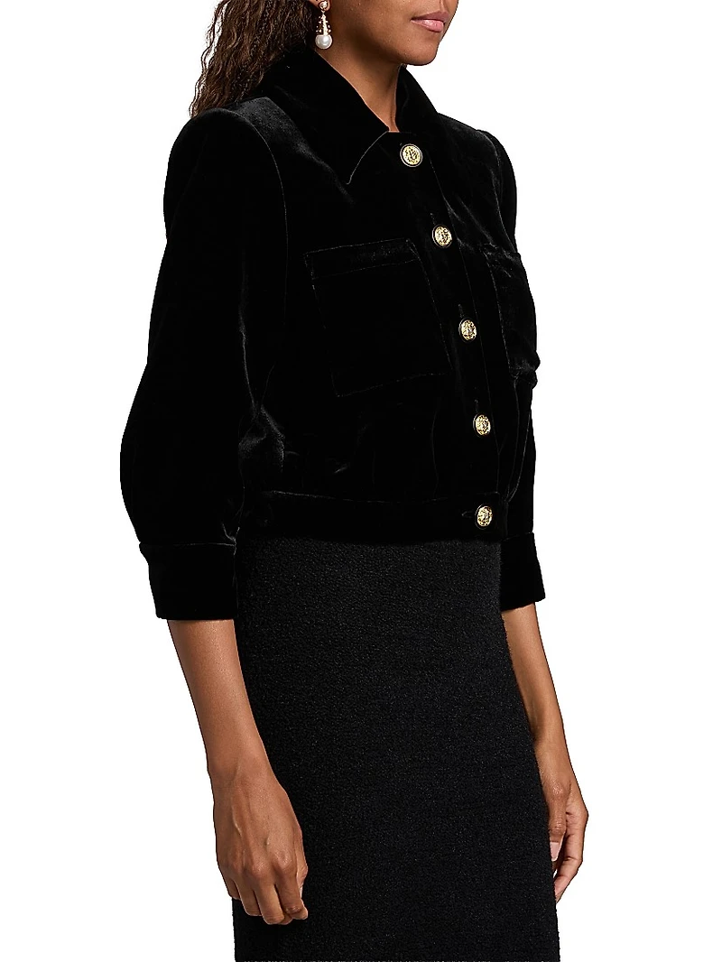 Jia Cropped Velvet Jacket